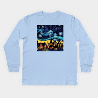 Starry Night Over Hogsmeade Kids Long Sleeve T-Shirt